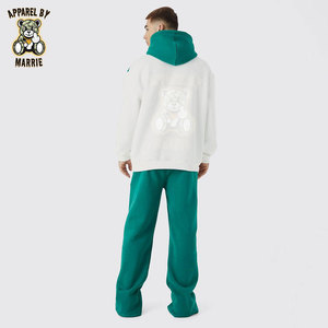 Ensemble de survêtement streetwear en mélange de coton pour hommes, vente en gros OEM, haute qualité, marque privée, sweat à capuche lourd et pantalon de survêtement - Product Image 2
