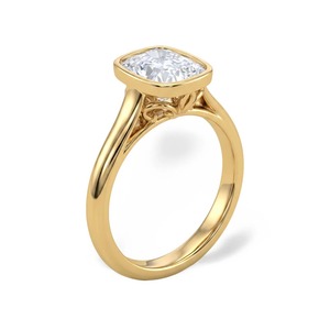 Bague de fiançailles solitaire en or jaune 9 carats avec diamant taille coussin allongé de 2 carats, sertie clos, bijoux fins sur mesure - Product Image 4
