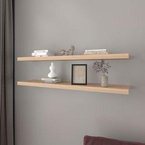 Mensola galleggiante in Lyle Light Pine per soggiorno a parete e espositore - Product Image 1
