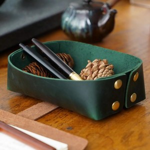 Smooth Nappa Genuine Leather <b>Tray</b> Premium Soft Touch Desktop Catchall Box Bulk Supplier Real Leather <b>Tray</b> GLTY-0106 - Product Image 4