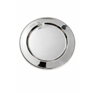 Premium <b>Mirror</b> Finish Silver Charger Plate Stainless Steel Beaded Rim Decorative Serving Tray <b>For</b> Hotel Restaurant Banquet Plate - Product Image 1