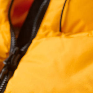 Men's Hooded Puffer Jacket Solid Yellow <b>Warm</b> Padded Insulated Winter Wear Lightweight Zipper Front Comfortable 100% Nylon - Product Image 2