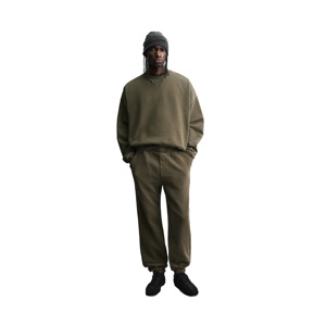 Ensemble jogging décontracté premium à col rond, respirant, 100 % coton, style streetwear vintage, effet usé, deux pièces - Product Image 1