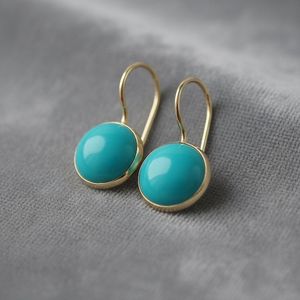 Pendientes de Turquesa Natural Sleeping Beauty, Plata de Ley 925, Chapados en Oro de 14K, Elegantes y Delicados, Joyería de Diciembre - Product Image 5