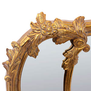 Miroir mural en teck de style européen classique traditionnel avec cadre artisanal de forme irrégulière, décoration du Nouvel An chinois - Product Image 3