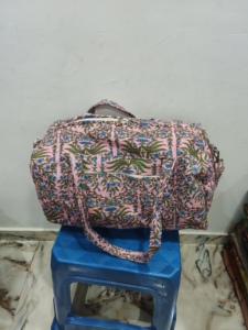 Handmade Manufacturer Quilted Patchwork Duffle Tote Shoulder Blue <b>Bag</b> Cotton Eco Friendly Travel Yoga <b>Shopping</b> Beach Boho <b>Zipper</b> - Product Image 5