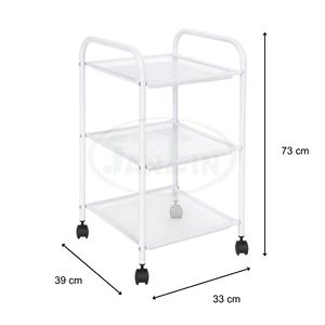 Compact Movable Three-Layer Metal Mesh <b>Storage</b> <b>Trolley</b> <b>with</b> Wheels Modern Minimalist Kitchen Utility Cart - Product Image 5