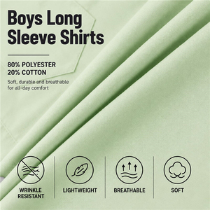 Uniforme Escolar de Verano para Niños, Camisa de Vestir con Cuello y Manga Larga para Jóvenes, Camisas Ligeras con Botones - Product Image 4