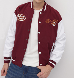 Customized Logo High Quality Embroidered Patchwork Stand Collar Winter Bomber Unisex School Team Jacket with <b>Sherpa</b> Lining - Product Image 1