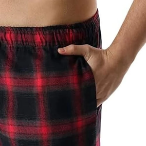 Eco-Friendly Canvas Flannel Trousers Pajama <b>Men's</b> Casual Sleepwear Mid Drawstring Straight Design Lightweight flannel trouser - Product Image 6