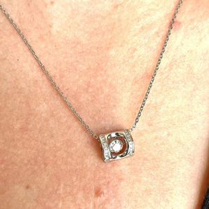 Round Cut Moissanite Sterling Silver Cute Party Unique Necklace for Women - Product Image 3