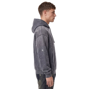 เสื้อฮู้ดดี้ผ้าฝ้ายหนานุ่มสำหรับผู้ชาย ประดับเพชรเทียม สวมหัวแบบโอเวอร์ไซส์ สไตล์สตรีทแวร์ รับผลิตแบรนด์ตามสั่ง - Product Image 5