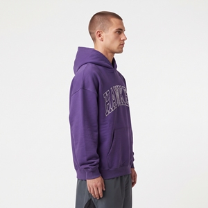 Sweat à capuche personnalisé pour homme avec logo en strass, 100 % coton, violet, imprimé, style streetwear, coupe oversize, vente en gros - Product Image 3