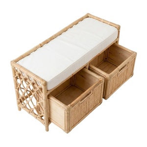 Banco de Almacenamiento de Ratán de Alta Calidad con Cajón, Muebles Infantiles, Banco de Juguetes Tejido para Habitación Infantil, Precio de Fábrica, Venta al por Mayor - Product Image 1
