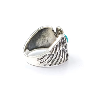 Handmade Eagle Shape Silver <b>Ring</b> With <b>Turquoise</b> Stone – Solid 925 Sterling Silver Unisex Statement Jewelry - Product Image 3