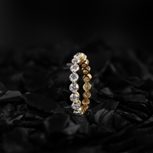Anillo de Boda de Oro de 14K con Diamantes Cultivados Redondos de Punta Compartida y Eternidad Completa, Anillo Apilable para Aniversario, Joyería al por Mayor - Product Image 1
