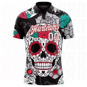 เสื้อโปโลโปรโมชั่นสุดคุ้ม ขายส่ง เสื้อกีฬาพิมพ์ลายแบบซับลิเมชั่น เสื้อโปโลผู้ชาย เสื้อโปโลแฟชั่นลายหัวกะโหลก เสื้อโปโลสำหรับตีกอล์ฟ - Product Image 3