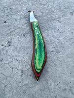 Couteau à boucle unique personnalisé Ziq International, manche vert, acier J2, outil de coupe de sabots pour chevaux, usage professionnel, modèle