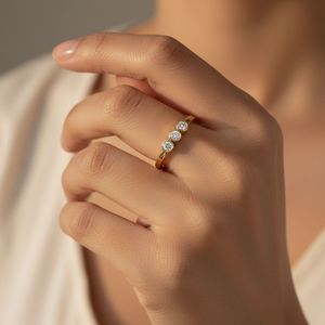 0.20CTW Three <b>Stone</b> Bezel Set Diamond Band - Product Image 6