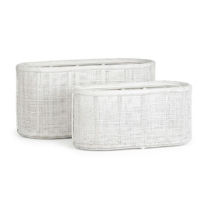 Rattan webbing plant basket handmade floor planter <b>flower</b> <b>display</b> pot eco-friendly fiber planters - Product Image 4