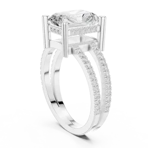 Anillo de Compromiso con Halo Oculto de Diamante Cultivado en Laboratorio de Corte Radiante de 3 Quilates, Oro Sólido de 18K, Certificado IGI, Color E, Anillo de Novia para Mujer - Product Image 6