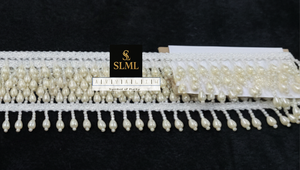 Adorno de encaje con cuentas de perlas de color marfil premium para decoración de sarees, lehengas y vestidos de novia, y muchos más para decoración. - Product Image 6