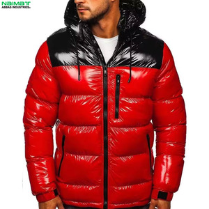 Puffer <b>Jacket</b> Hooded Windproof <b>Winter</b> Casual Coat with Zipper Closure Color Blocking Design - Product Image 6