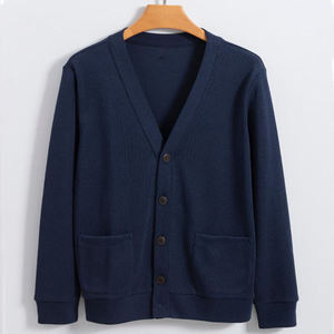 High Quality Oem Top Trending Men's V-Neck Knitted Cardigan Solid Color Long Sleeve Cotton Knit <b>Button</b> Front Autumn Wear - Product Image 4