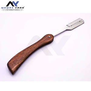 Premium <b>Swing</b> Lock Straight Edge Barber Razor with Replaceable Stainless Steel Blades Wooden Handle Professional Salon Grooming - Product Image 3