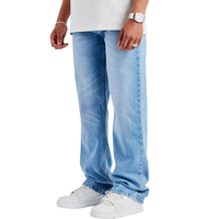 Jeans de Mezclilla Azul Rectos y Relajados para Hombre, Lavados, Transpirables, de Algodón Suave, con Estampado 3D, para Verano, Otoño e Invierno, OEM, ODM, Ropa Casual al por Mayor