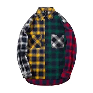 Bán Buôn Tùy Chỉnh Điên Áo Sơ Mi Tee Nhà Máy Tiện Ích Khuỷu Tay Vá Thô Cạnh Flannel Áo Sơ Mi Với Chất Lượng Cao Của Nam Giới