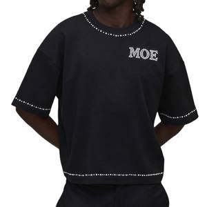 T-shirt pour homme personnalisé avec strass, coupe oversize, en coton, style streetwear, marque privée, fabrication OEM, production en gros - Product Image 1