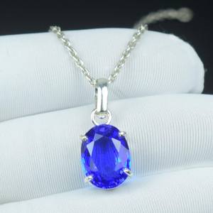 Delicado colgante de tanzanita con corte ovalado, plata de ley 925, collar con piedra preciosa ovalada, regalo para mamá, joyería. - Product Image 3