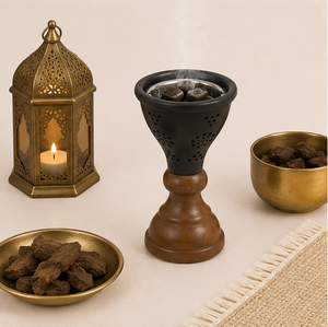 Luxury Arabic Wooden Bakhoor Burner Metal Oud Mubkhar Censer for Ramadan Eid Gift Middle Eastern Home <b>Decor</b> Wholesale Supplies - Product Image 5