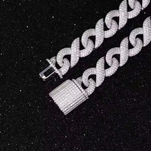 Cadena Cubana de Alta Calidad Estilo Hip Hop con Eslabones Infinitos, Oro Blanco de 18k y Diamantes Redondos de Moissanita para Hombre y Mujer, Calidad de Exportación a Buen Precio - Product Image 2