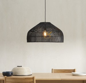 <b>Black</b> Rattan Lampshade Woven Pendant <b>Light</b> <b>Shade</b> Handwoven Hanging Ceiling Lamp Cover Kitchen Dining Room Decor - Product Image 2