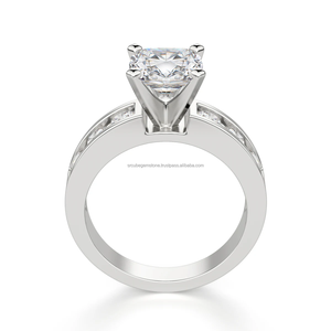 แหวนหมั้นเพชรแบบคลาสสิกสำหรับผู้หญิงแหวนหมั้นเพชรแบบคลาสสิกคลาสสิกตัดเบาะสีทองสีเหลืองล้วนมาใหม่ - Product Image 2