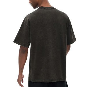 Wholesale Customized Heavyweight 100% Cotton High Street Style Eco-Friendly Boxy fit <b>Acid</b> Washed <b>Drop</b> Shoulder Men's T-shirts - Product Image 4