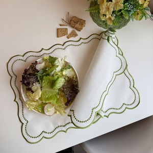 Vintage <strong>Cream</strong> Embroidered Polyester Table <strong>Placemat</strong> with Lace, Heat-Resistant Fabric Mat for Wedding, Party, Home Decor - Product Image 2