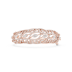 Rose Gold Lab Grown Diamond Marquise Leaf <b>Bangle</b> <b>Bracelet</b> for Women Luxury Fine Jewelry - Product Image 2