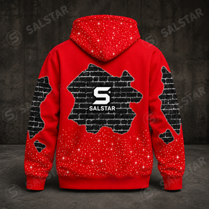 เสื้อแจ็คเก็ตฮู้ดดี้สีแดงแบบซิปสำหรับผู้ชาย ประดับด้วยคริสตัล พร้อมลายกราฟิกและโลโก้แบบกำหนดเอง – เสื้อสเวตเชิ้ตสตรีทแวร์ระดับพรีเมียม - Product Image 4