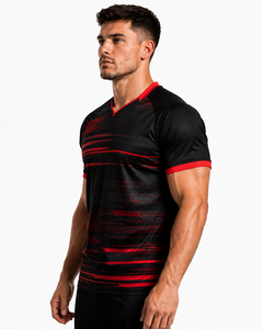 Camiseta de rugby con nombre personalizado, tela transpirable de alta calidad, colores del equipo personalizados, corte atlético, costuras duraderas, tacto suave, secado rápido - Product Image 2