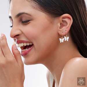PRAO Mini <b>Butterfly</b> Fashion Earrings Elegant Huggies Style - Product Image 2