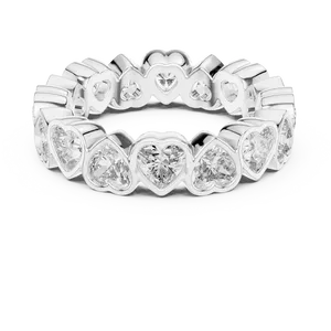 Bague Éternité Unisexe en Argent 925 avec Diamants de Laboratoire en Forme de Cœur Sertis en Bezel, 3.68 CTW Couleur E, Bijou Fin Romantique, Cadeau - Product Image 3
