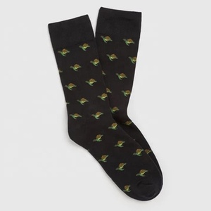 Women Crew <b>Socks</b> <b>Black</b> Turtle Print Cotton Bamboo Fiber Breathable Daily Wear Autumn Season Regular Style Digital Printing - Product Image 1