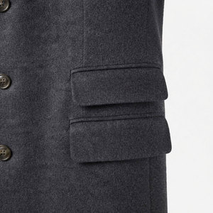 Manteau long en laine chaud et décontracté pour homme, personnalisé, nouvelle collection, couleur unie, fermeture boutonnée, prix bas, tendance pour adultes - Product Image 5
