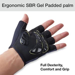 <b>Fingerless</b> Cycling <b>Gloves</b> with Shock-Absorbing Padded Palm and Silicone Grip – Road and Mountain Bicycle <b>Gloves</b> <b>for</b> <b>Men</b> & Women - Product Image 3