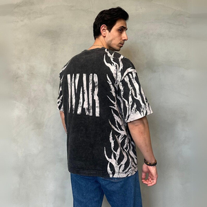Custom Vintage 100% Cotton Acid Wash Boxy Graphics Cropped <b>Knitted</b> Digital Print Formal Oversized Anti-Pilling T-Shirts Men's - Product Image 4