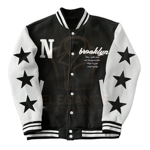 Vestes d'Université de Baseball pour Hommes, Vêtements d'Hiver Confortables, Design Unique, Décontracté, Couleur Block Étoile et Slogan Imprimé, Automne Hiver - Product Image 1