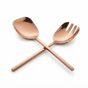 Ensemble de service à salade Glam Gold très vendu, fourchettes et cuillères en métal poli miroir, compatibles lave-vaisselle, couverts minimalistes - Product Image 6